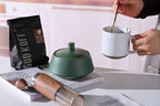 Retro Kitchen Canisters Ceramic Food Storage Jar Roud Shape with Silicone Airtight Lid for Tea, Coffee, Nuts, Herb, Spice, Sugar (Low Green)