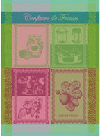 Garnier Thiebaut Confiture De Fraises Printemps (Spring Strawberry Jam) French Kitchen Towel 22"x30", Cotton, Jacquard