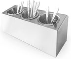 Flatware Organizers Stainless Steel Cylinder Flatware Silverware Utensil Holder Organizer Caddy (3 holes)