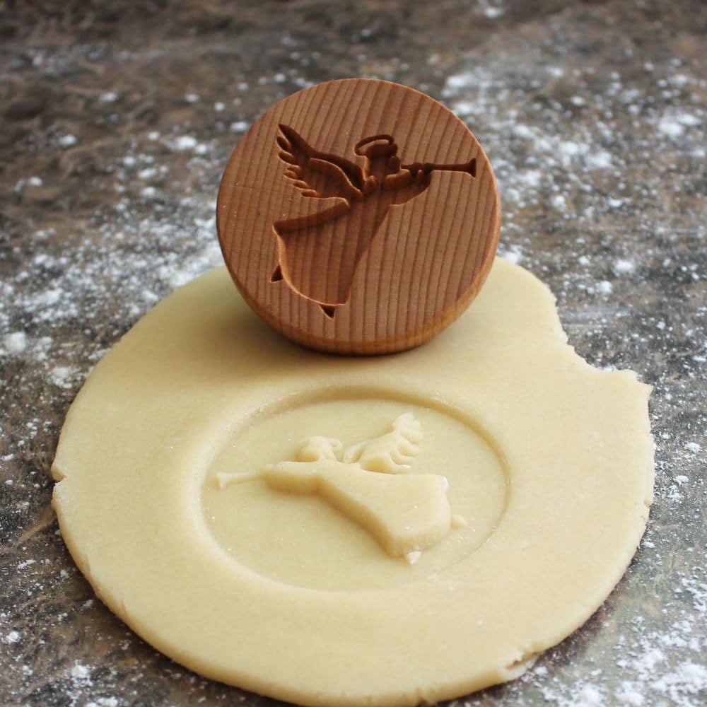 Wood Cookie Stamp, 2.5 Inch (Angel CS-091)