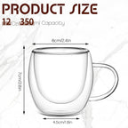 Gerrii Espresso Cups Double Walled Espresso Shot Glass with Handle Cups Insulated Clear Small Shot Glasses for Cappuccino Latte Hot Beverage(20 Pcs,2.5 oz)