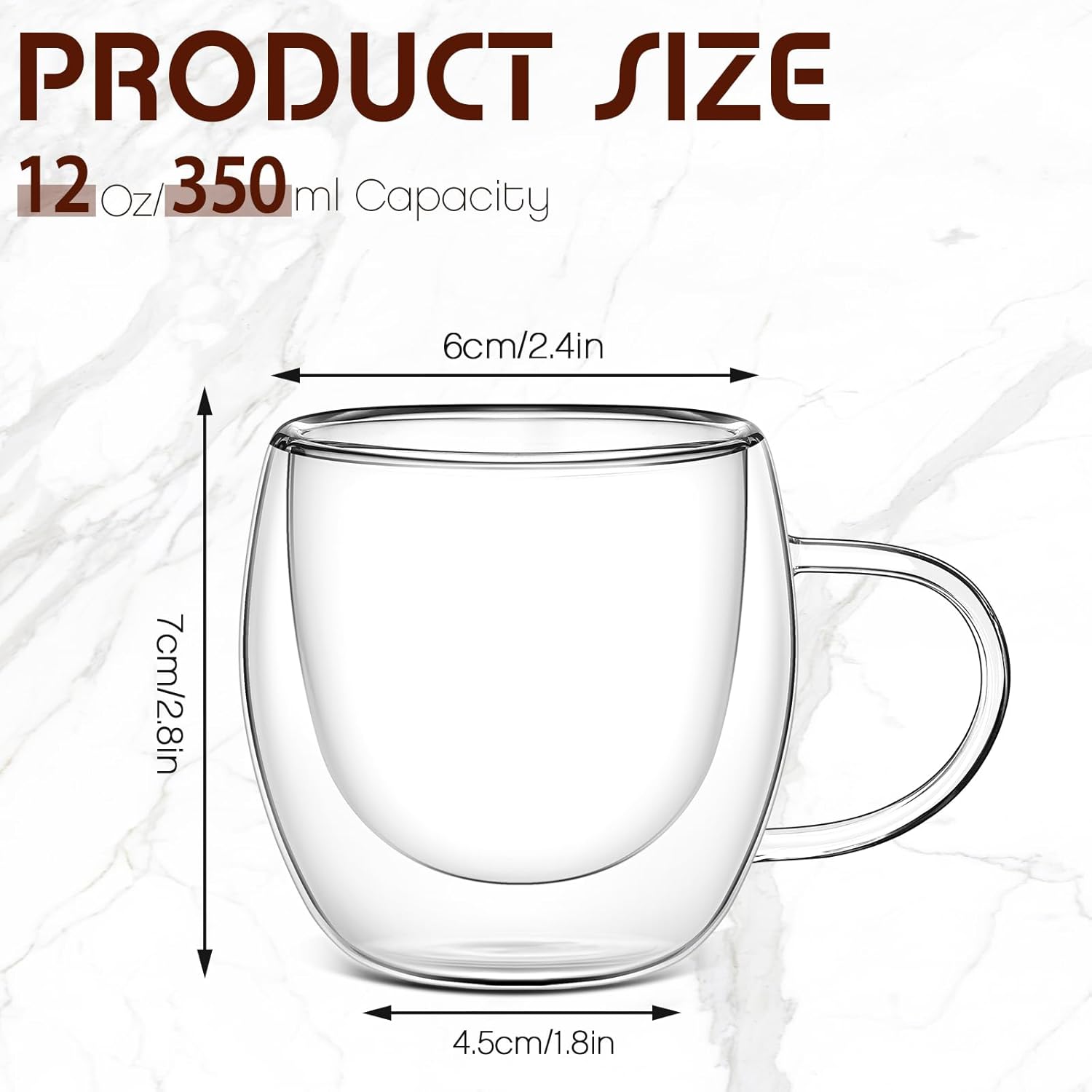 Gerrii Espresso Cups Double Walled Espresso Shot Glass with Handle Cups Insulated Clear Small Shot Glasses for Cappuccino Latte Hot Beverage(20 Pcs,2.5 oz)