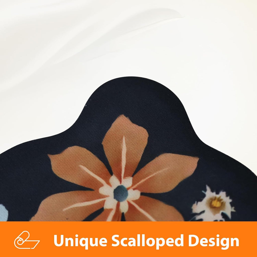 Scalloped Bohemian Coffee Bar Mat Dish Drying Mats for Kitchen Counter, Kitchen Decor,(16"x24", Black)