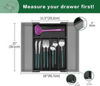 Utoplike Bamboo Silverware Drawer Organizer, Expandable Kitchen Utensils Drawer Organiser, Cutlery Tray Dividers, Flatware Caddy Drawer Insert, Office Supplies, Black 5-7 Slot