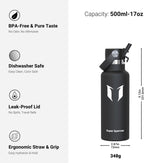 Super Sparrow Insulated Water Bottle - 17 Oz / 25 Oz / 32 Oz - Standard Mouth FlipFlow Flask - BPA Free, Leak Proof Drink Bottle- Ergonomic Straw Water Bottles for Work, Gym, Travel, Sports