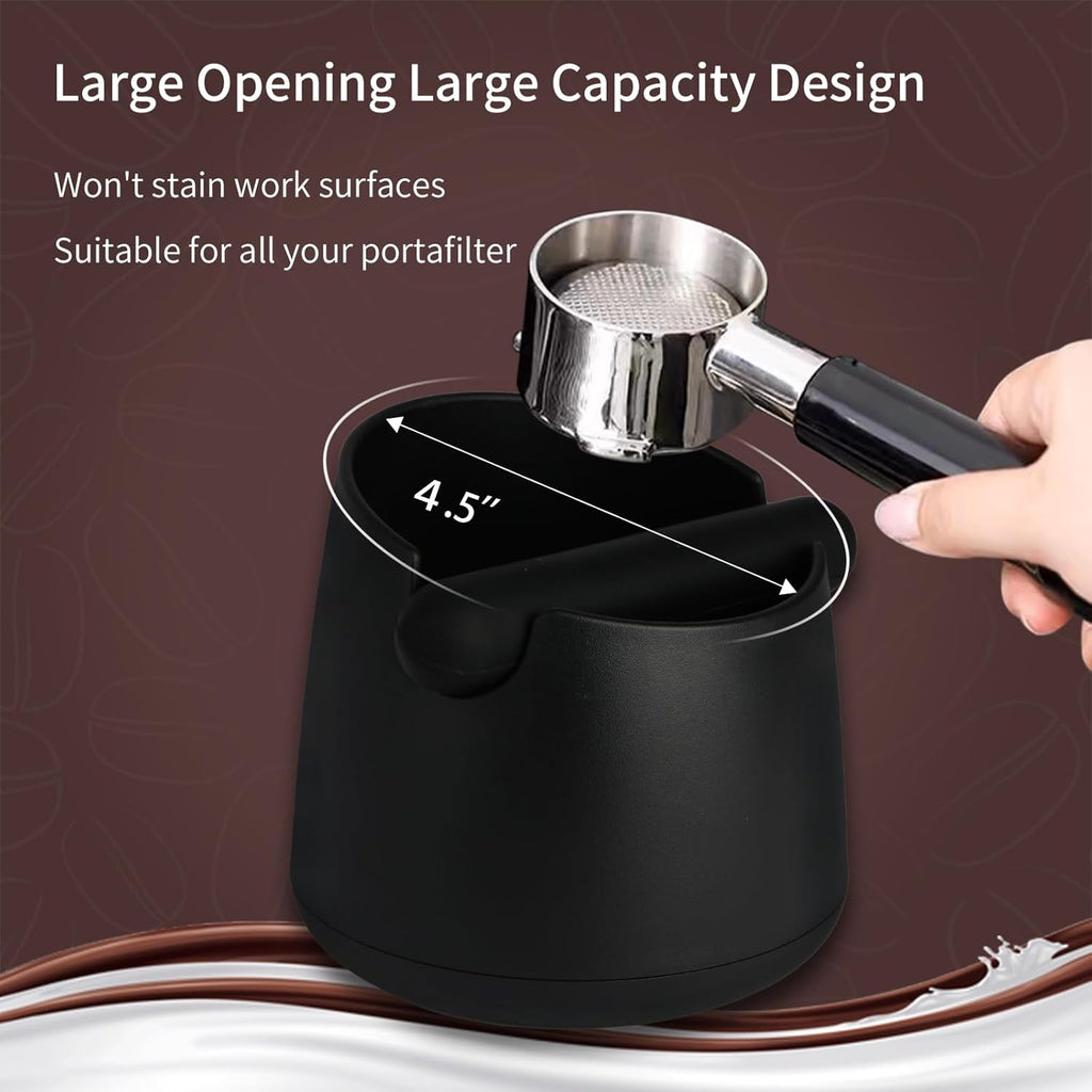 Knock Box Large Capacity Design Espresso Knock Box Tamping Mat Espresso Machine Accessories Set of 2 with Removable Knock Bar and Anti-Slip Base for Home Office Barista Tools for Bar Shop