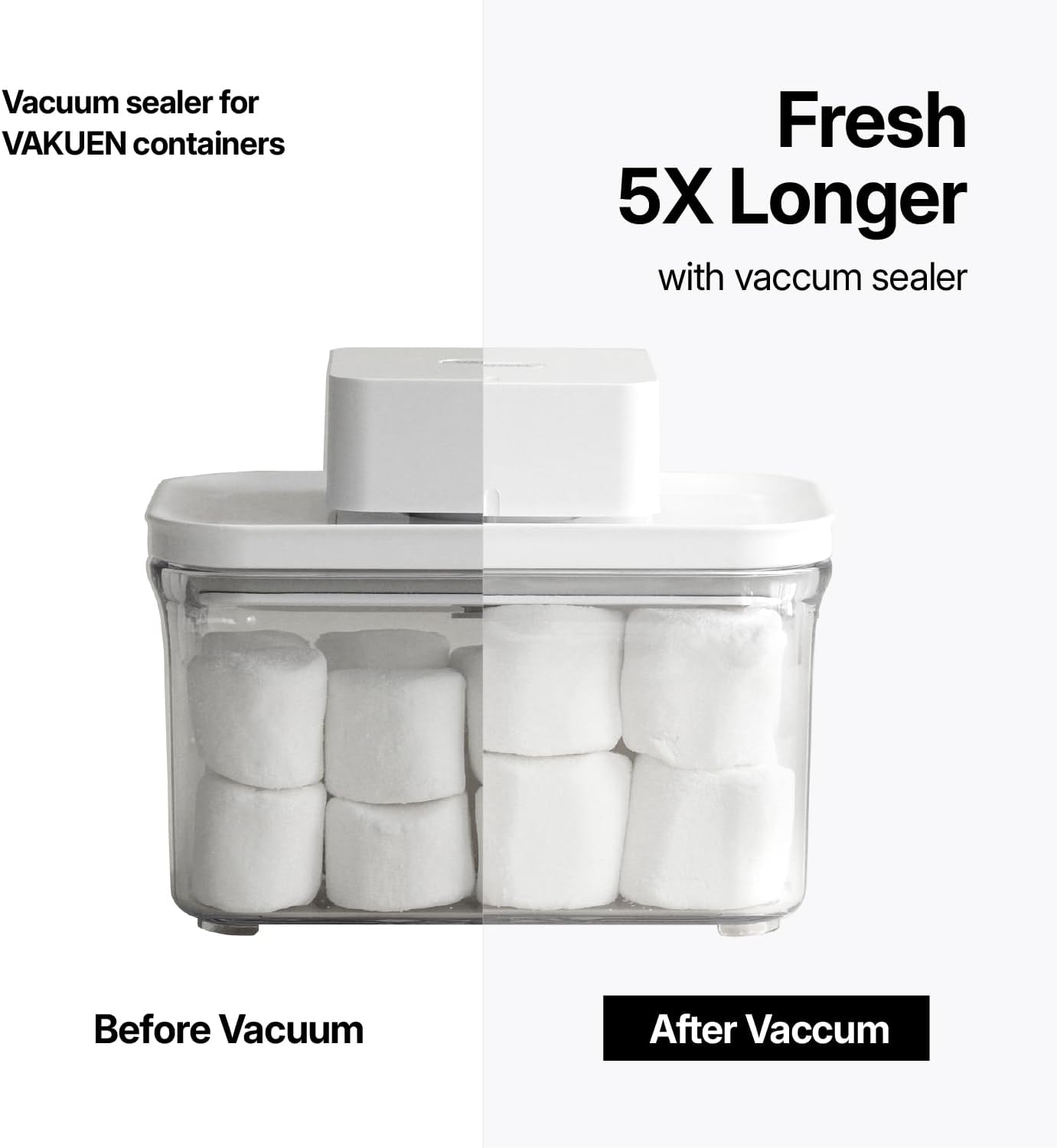 VAKUEN Premium Airtight Food Storage Containers, Mini 9P/SET include Vacuum Sealer, Smart One-Click Seal Lid, No Hinges, 100% Leak Proof, BPA-FREE, Dishwasher, Freezer & Microwave Safe