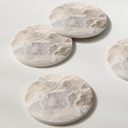 Set of 6 Abstract Marble Coasters with Holder, Absorbent Ceramic Coasters for Drinks, Coasters with Cork Backing for Table Protection, Housewarming Gifts for New Home