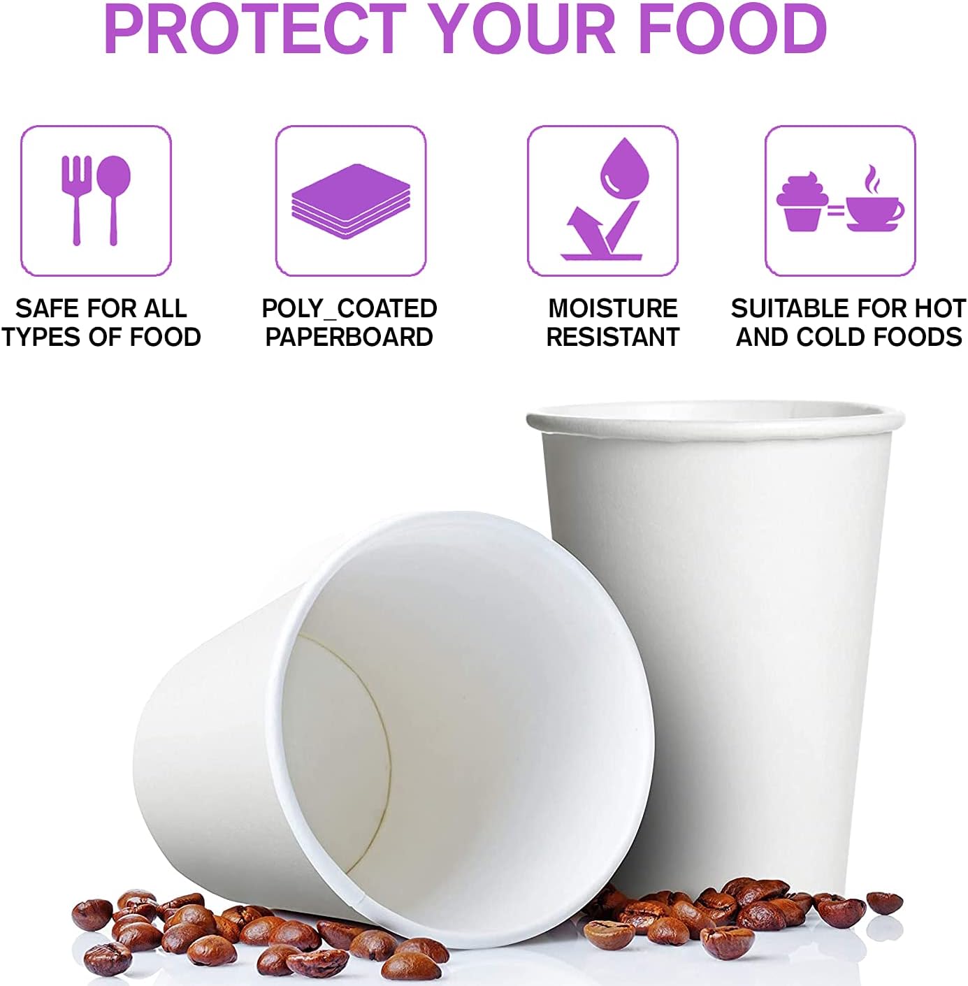 Smygoods White Disposable Paper Coffee Cups (6 OZ, 100 Count) For Hot Beverages, Tea, Espresso, Cocoa - To Go Drink Containers, Café & Office