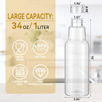 34 Oz Glass Juice Bottles with Lids, Glass Bottles, BPA Free, Borosilicate Glass for Juicing, Smoothies, Infused Water, Beverage Storage, Shaker Bottles (1 Pack)