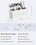 Marble Utensil Holder for Countertop - Stylish Marble Kitchen Accessories for Effortless Organization, Ideal Silverware Caddy for Party, Farmhouse Decor Friendly