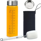 Glass Juice Bottles 20 oz - Wide Mouth Glass Water Bottles with Lids and Sleeve- for Juicing, Smoothies, Milk, Protein, Reusable, Stainless Steel Lids, Leak Proof, Shaker bottle (20oz/600ml)