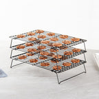 Restaurantware Met Lux 15.7 x 9.8 x 8.3 Inch Wire Baking Rack Set 1 Stackable Oven Wire Rack Set - 3-Tier Design Oven-Ready Up To 392F Black Iron Cooling Rack Set With Collapsible Feet
