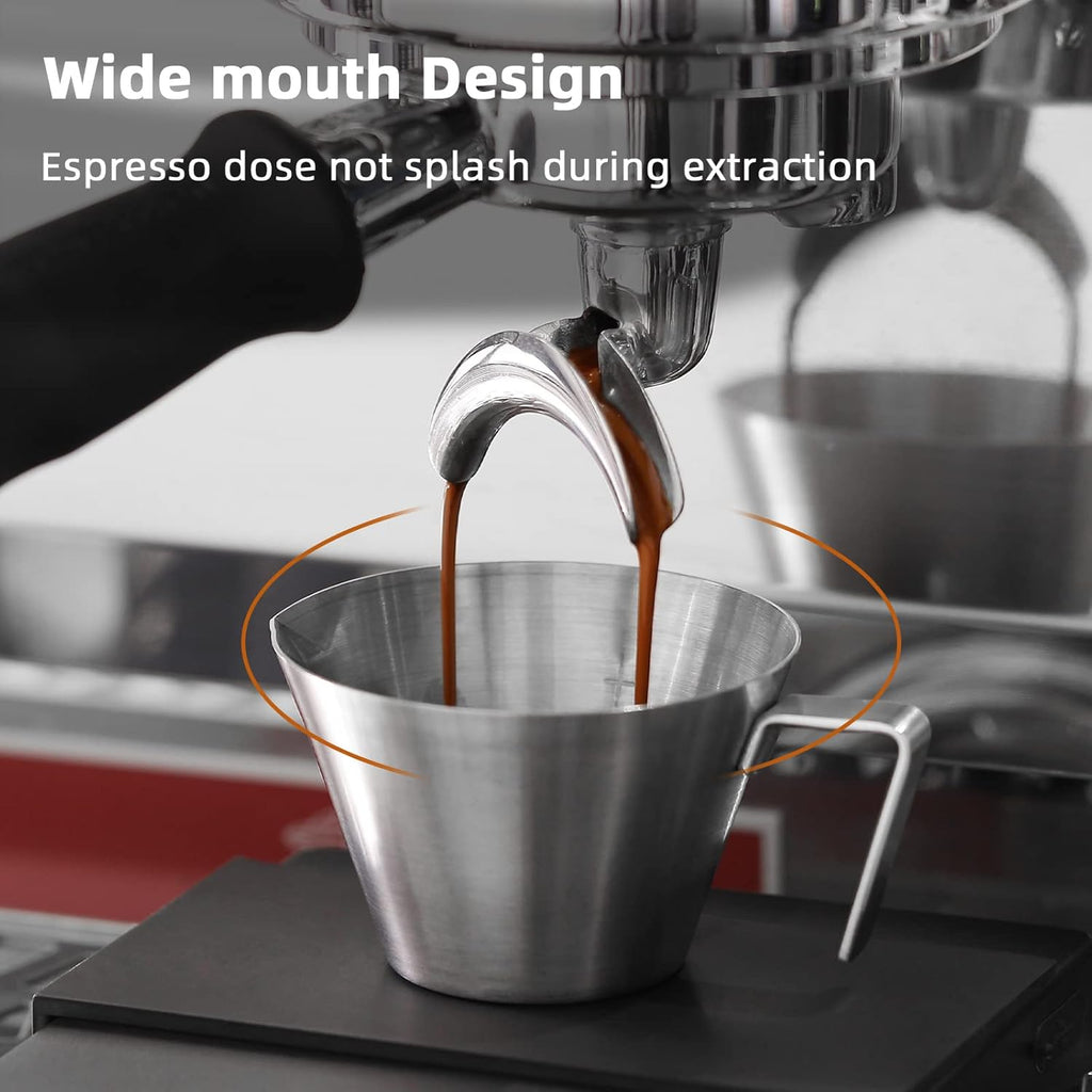 MHW-3BOMBER Espresso Measuring Cup Espresso Shot Cup 2oz Stainless Steel Pouring Cup for Tomato Sauce|Steak Sauce|Desserts|Beverages| (Matte Glossy) G5140