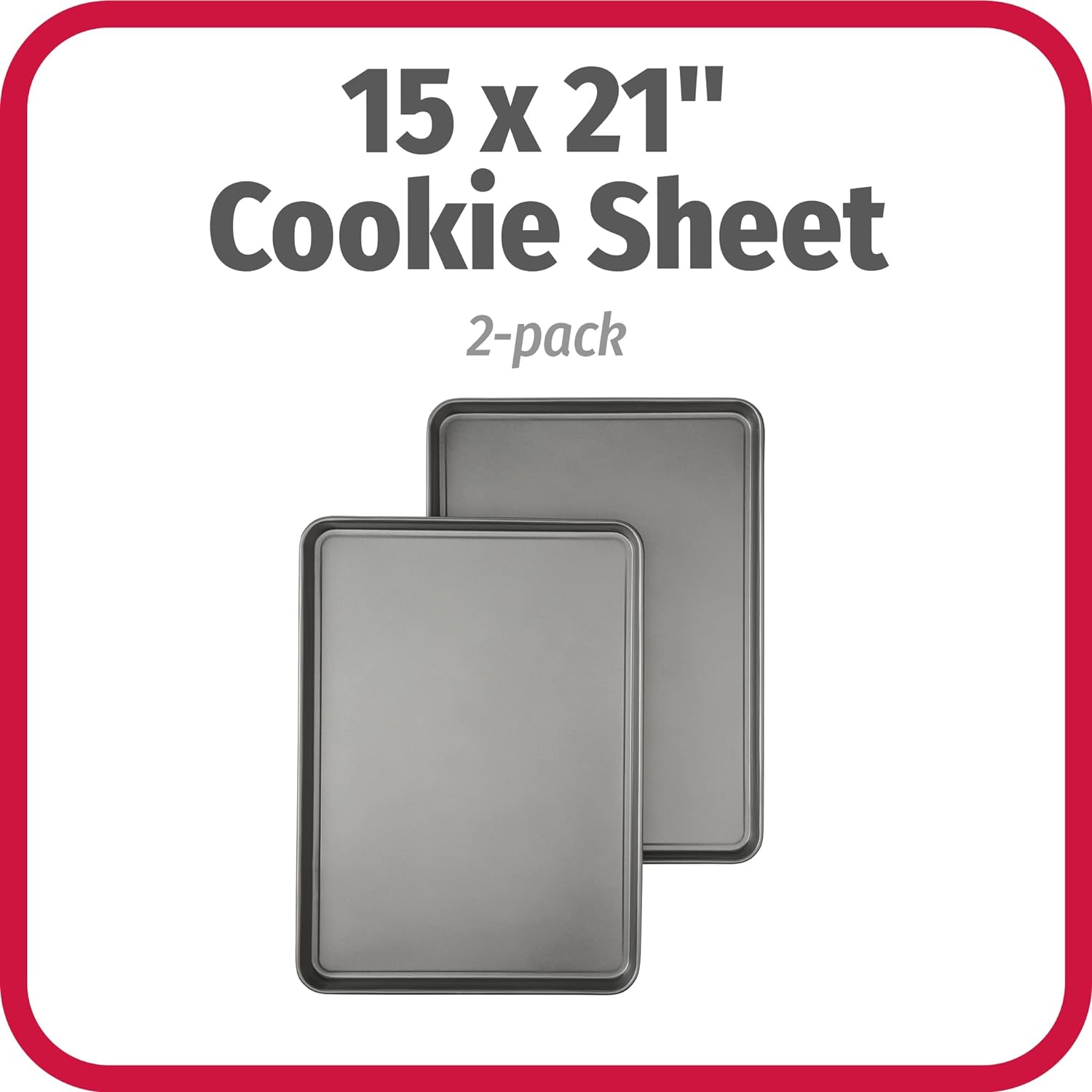 GoodCook Everday Nonstick Carbon Steel 15” x 21” Baking Sheet Set, 2 Pack – Extra-Large Carbon Steel Cooking Pans, Bakeware Set, Cookie Sheets for Baking, Oven Pan Set