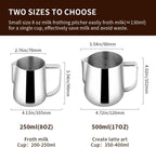 watchget Milk Frothing Pitcher 500ml/17oz Stainless Steel Espresso Steaming Pitcher Milk Coffee Cappuccino Latte Art Barista Steam Pitcher Milk Frothing Jug