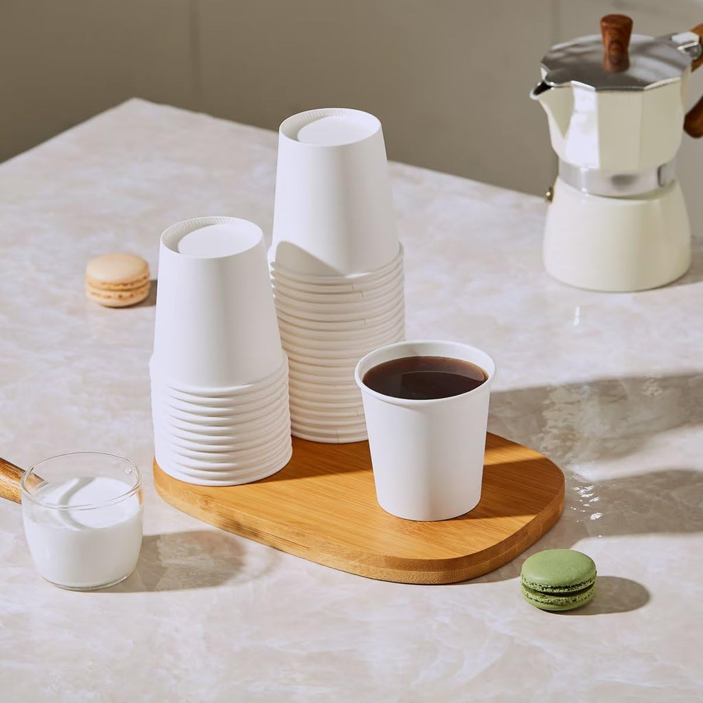 JOLLY PARTY 300 Pack 8 oz Disposable Paper Coffee Cup, Hot/Cold Beverage Drinking Cups for Water, Paper Coffee Cups, White Paper Hot Coffee Cups