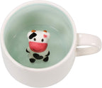 Baby Cow Ceramic Cup Hidden 3D Animal Inside Mug,12 oz Cute Cartoon Handmade Figurine Mugs,Christmas Birthday Surprise for Friends Family or Kids (Baby Cow)