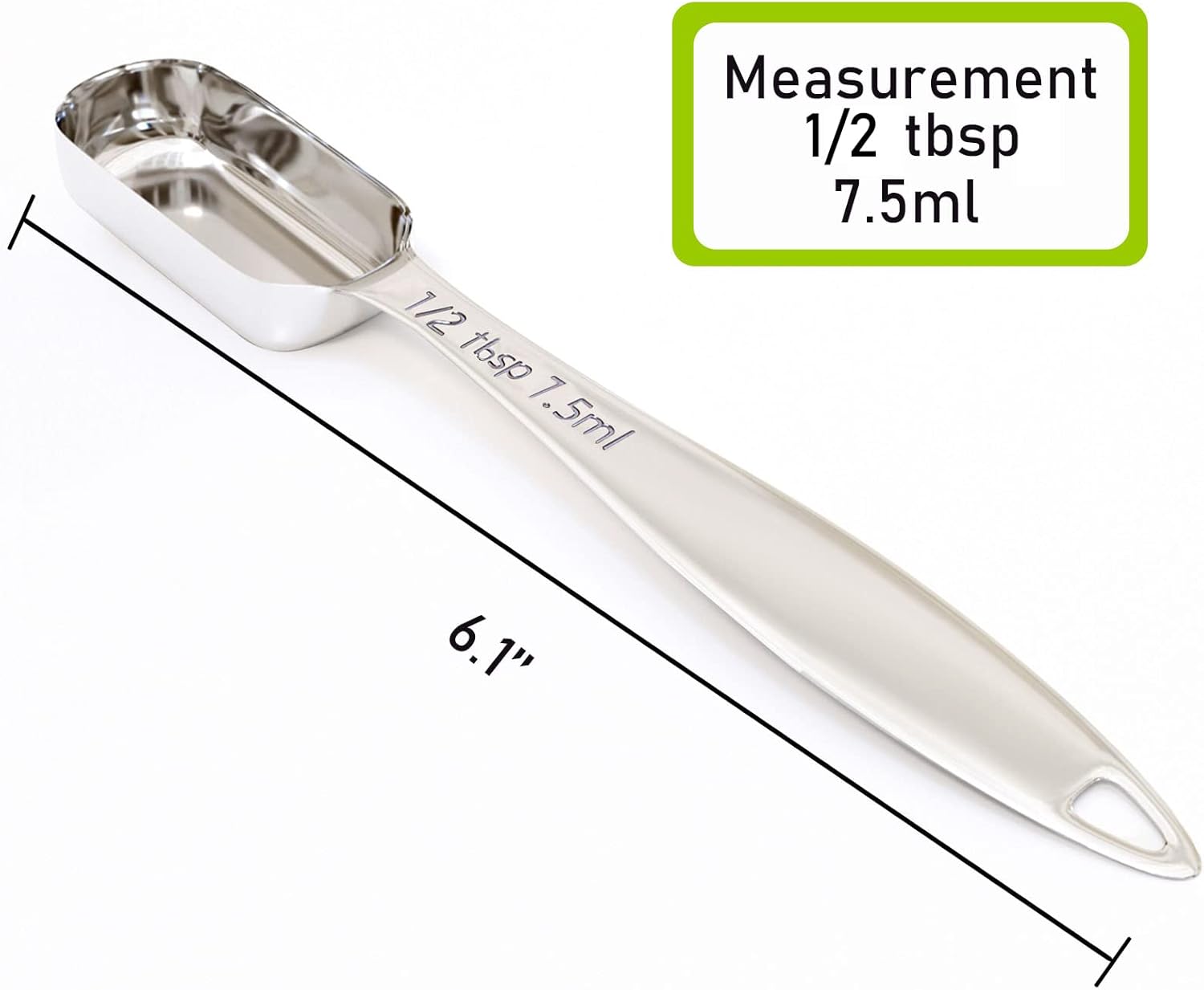 2PCS 1/2Tablespoon (1.5tsp, 7.5ml) Single Measuring Spoon, Individual Stainless Steel Long Handle Measure Teaspoon Only