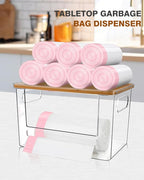 Trash Bag Holder, Acrylic Garbage Bag Dispenser with Bamboo Top, Extra Large Trash Bags Dispenser Under Sink for Kitchen, Pantry, Laundry Room, Cabinet Organizer and Storage (1 PACK)