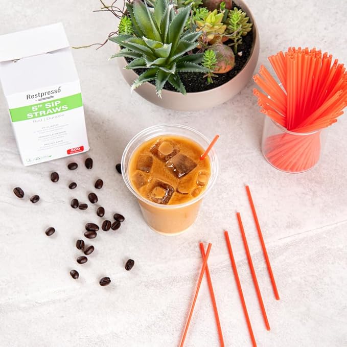 Restaurantware Restpresso 5 Inch Cocktail Stirrers 500 Disposable Coffee Stirring Rods - Premium Odorless Red Plastic Stirrers For Coffee For Hot And Cold Drinks For Bars Or Offices