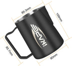 IKAPE Espresso Milk Pitcher, Espresso Steaming Pitcher with Sharp Spout for Espresso Barista Tool, 20.3 oz / 600ml Milk Frothing Jug (Black)