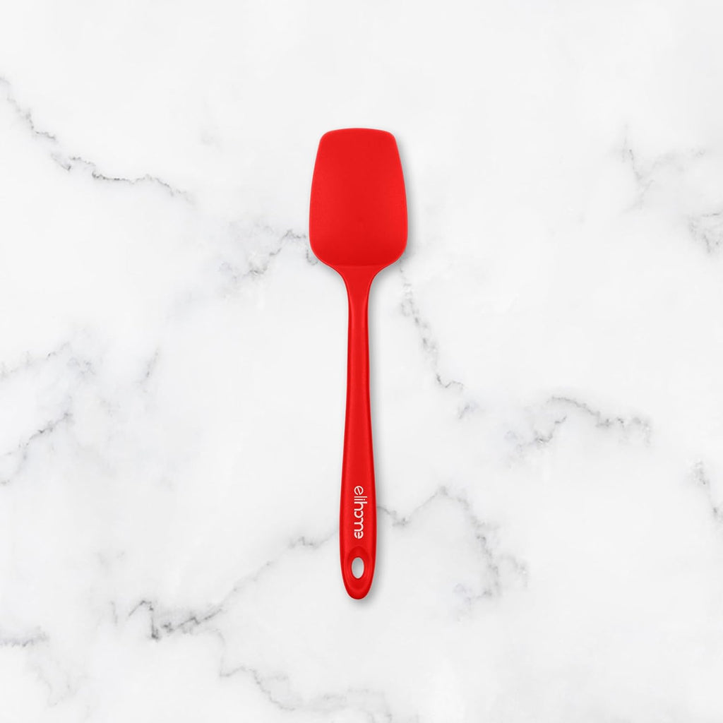 Elihome Mini Silicone Spoonula - Non-Stick Heat Resistant Silicone Scraper Spatula for Mixing, Serving, Scraping, Stirring, and More, 8.75 Inch, Red
