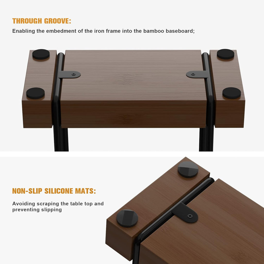 Napkin Holder for Table, Bamboo Iron Standing Napkin Dispenser for Dining Table Farmhouse Cocktail Picnic Rustic Wood Holders All Kitchen Dining Room Decor Black & Brown