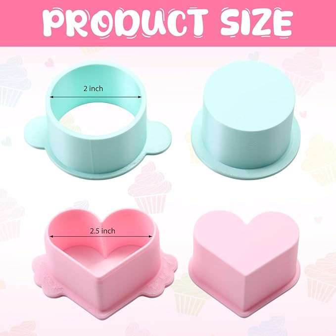 Cake Pop Cutter and Pusher Set - Round and Heart 3D Printed Mold Shapes Press | Baking Tools for Home, Birthday, Wedding Desserts | Reusable Design (Green,Pink)