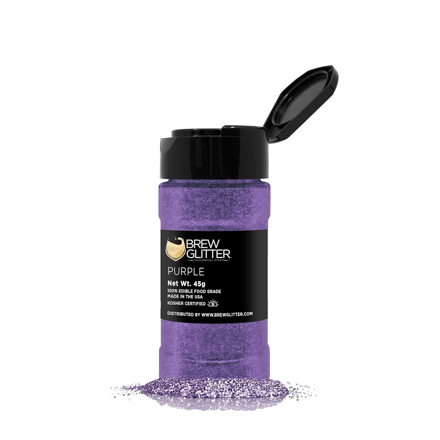 Purple BREW GLITTER Edible Glitter For Drinks, Cocktails, Beer, Garnish Glitter & Beverages | KOSHER & HALAL Certified | 100% Edible & Food Grade | Vegan, Gluten, Nut Free (45g Shaker, Purple)