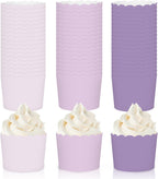 Whaline 120Pcs Purple Paper Baking Cups Scalloped Edge Cupcake Wrappers Gradient Purple Cupcake Muffin Cases for Wedding Birthday Baby Shower, 3 Colors