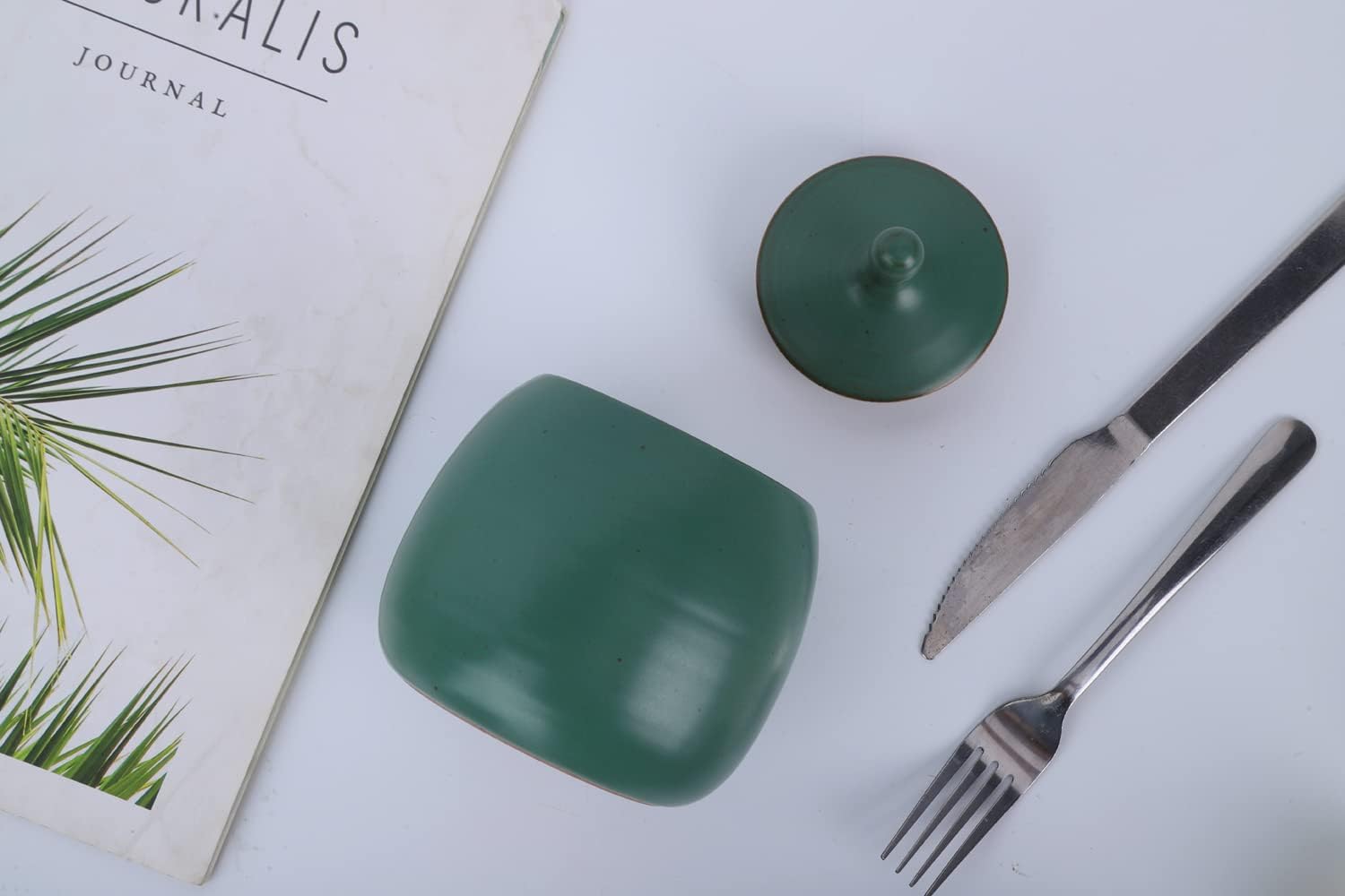 Kitchen Canisters Vintage Ceramic Food Storage Jar with Airtight Lid for Tea, Coffee, Herb, Sugar, Spice, Nuts (Ancient Green)