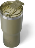 RTIC 20oz Essential Tumbler with Lid, Insulated, Stainless Steel, Metal, Double Wall Vacuum-Insulation, Ceramic Lined, Travel Cup for Iced Coffee, Tea, Hot and Cold Drink, Olive