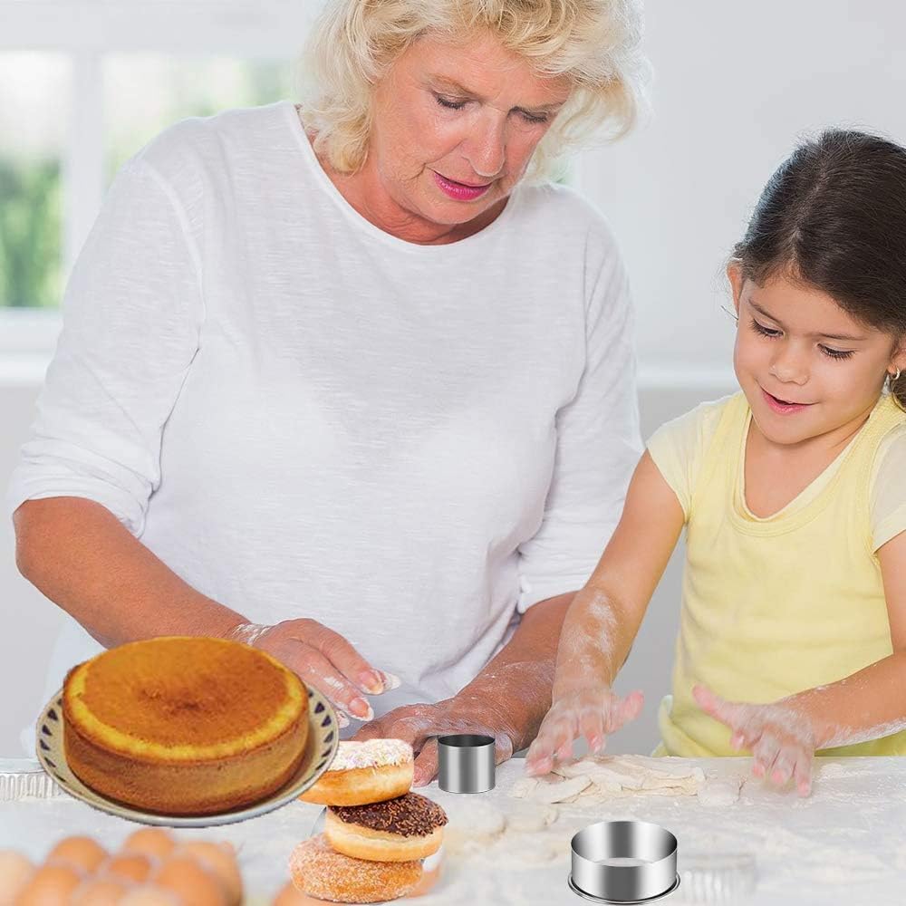 7 Pieces Stainless Steel Cookie Cutter Set Biscuit Plain Edge Round Cutters Sizes Shape Molds Ranging from 2-4.3 Inches