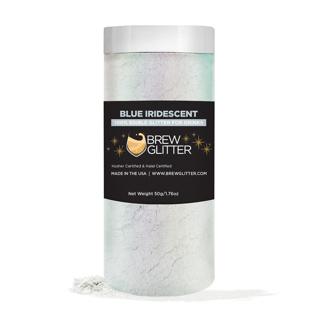 Blue Iridescent BREW GLITTER Edible Glitter For Drinks, Cocktails, Beer, Garnish Glitter & Beverages || 100% Edible & Food Grade | Vegan, Gluten, Nut Free (50g, Blue Iridescent)
