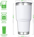 DOMICARE 30 oz Tumbler with Lid and Straw, Stainless Steel Tumblers Bulk, Insulated Vacuum Double Wall Travel Coffee Mug, Durable Powder Coated Tumbler Cups (White, 4)