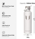 Super Sparrow Insulated Water Bottle - 17 Oz / 25 Oz / 32 Oz - Standard Mouth FlipFlow Flask - BPA Free, Leak Proof Drink Bottle- Ergonomic Straw Water Bottles for Work, Gym, Travel, Sports