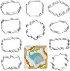 Frame Cookie Cutters 10pcs Stainless Steel Plaque Cookie Cutter Difference Shapes, DIY Fondant Cutters Tiles Metal Pancake Molds for Biscuit Wedding Baking Decorations Holiday Birthday Party