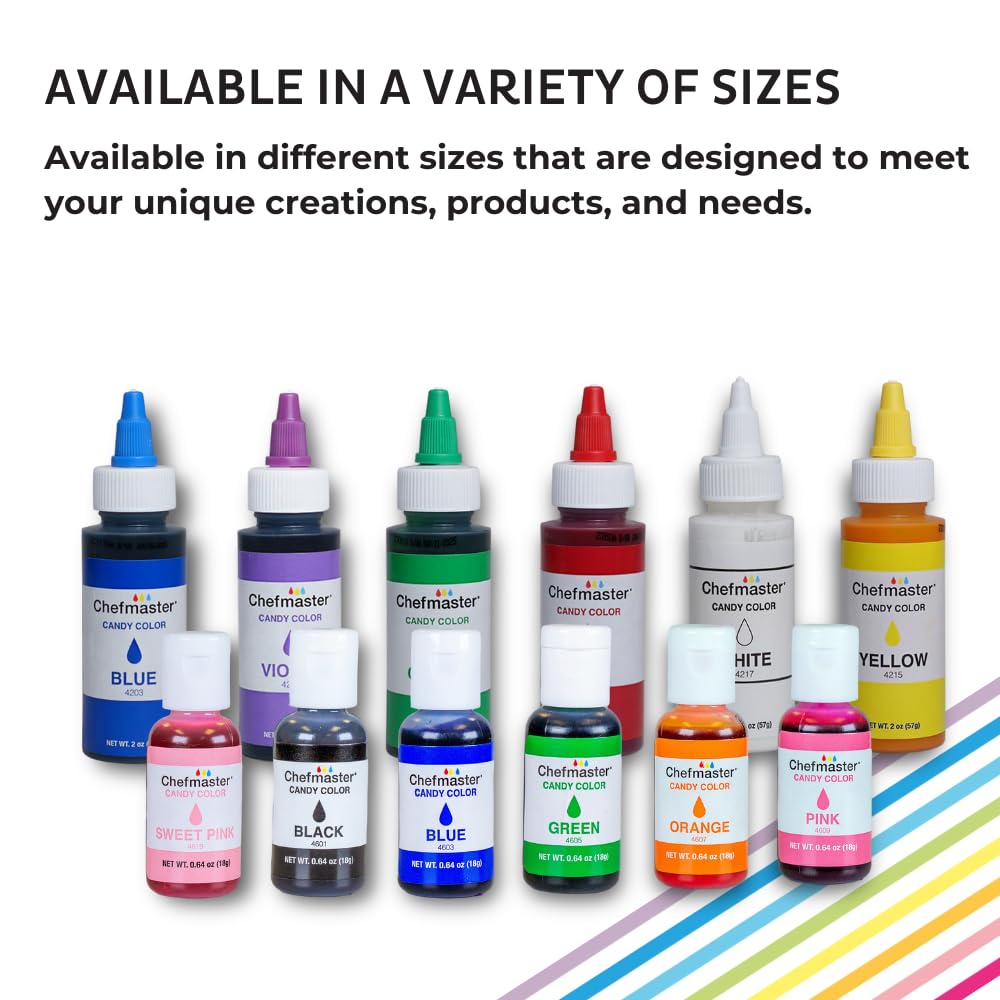 Chefmaster 12 Bottle Set of Candy Colors, True-Tone Shades, Oil-Based, Professional-Grade Dye, Chocolate, Strawberries, Cake Pops, Decorating, Easy-to-Use, Manufactured in the USA, 0.64 oz Each