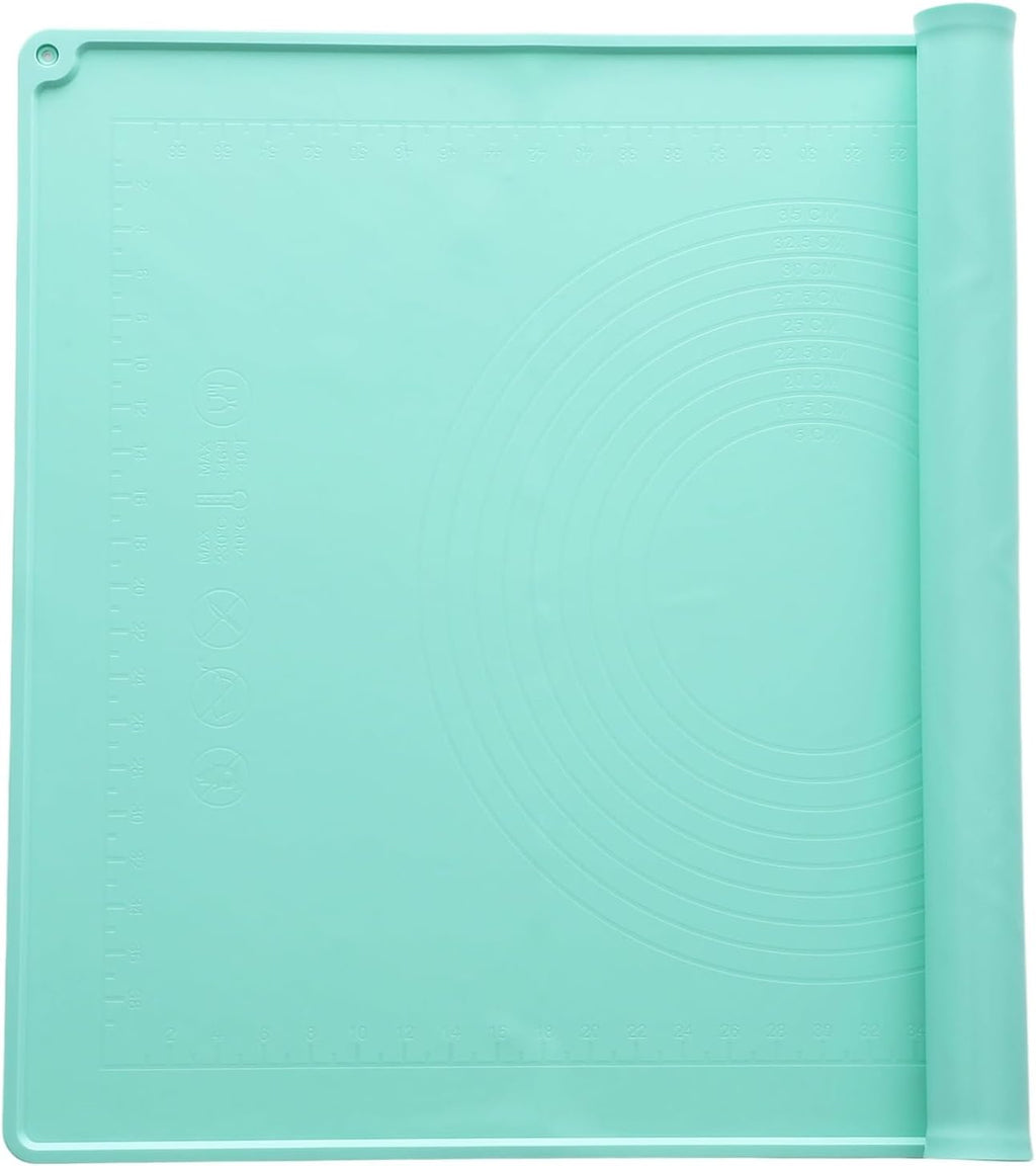 uxcell Silicone Pastry Mat, 27.5" x 19.7" Silicone Baking Mat with Measurements, Non-Stick Dough Rolling Mat for Making Pastry Cookies Bread Pizza Green