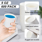 600 Pack 5 oz Paper Cups, Disposable Mini Bathroom Mouthwash Cups, Hot/Cold Drinking Cups, White Disposable Paper Cups for Bathroom, Home, Party, Office, Picnic, Travel