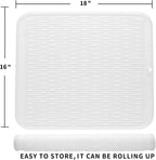 Silicone Dish Drying Mat for Multiple Usage,Easy clean,Eco-friendly,Heat-resistant Silicone Mat for Kitchen Counter or Sink,Refrigerator or Drawer Liner Translucent XL 18 inches x 16 inches