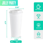 JOLLY PARTY [100 Pack] 20 oz Paper Coffee Cups, Disposable Paper Coffee Cup with Lids, Hot/Cold Beverage Drinking Cup for Water, Juice or Tea, Suitable for Home, Shops and Cafes