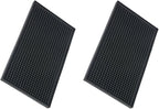 Bar Mats 2PCS 6" x 12" Small Black, Countertop Coffee Mat for Home Bar, Service Spill Mat for Cocktail Bartender Kitchen, PVC Counter Top Cup Glasses Dish Drying Mat, 2Pac(Black)