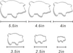 6PC Stainless Steel Pig Cookie Cutters Mexican - 5.5", 4.5", 4", 3.5", 2.5", 2.0"，Perfect for Mexican Concha Bread - Concha Cutter and Concha Stamp，Baking Tools for Pig Shaped Pastry and Bread Making