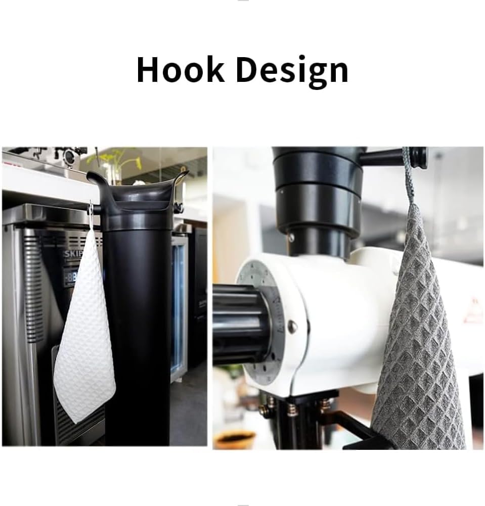 watchget Barista Micro Cloth 10 Pack, Microfiber Barista Cleaning Towels Microfiber Waffle Weave Kitchen Dish Cloth Coffee Bar Towel Coffee Machine Cleaning Cloth, Dark Grey(12"x12")