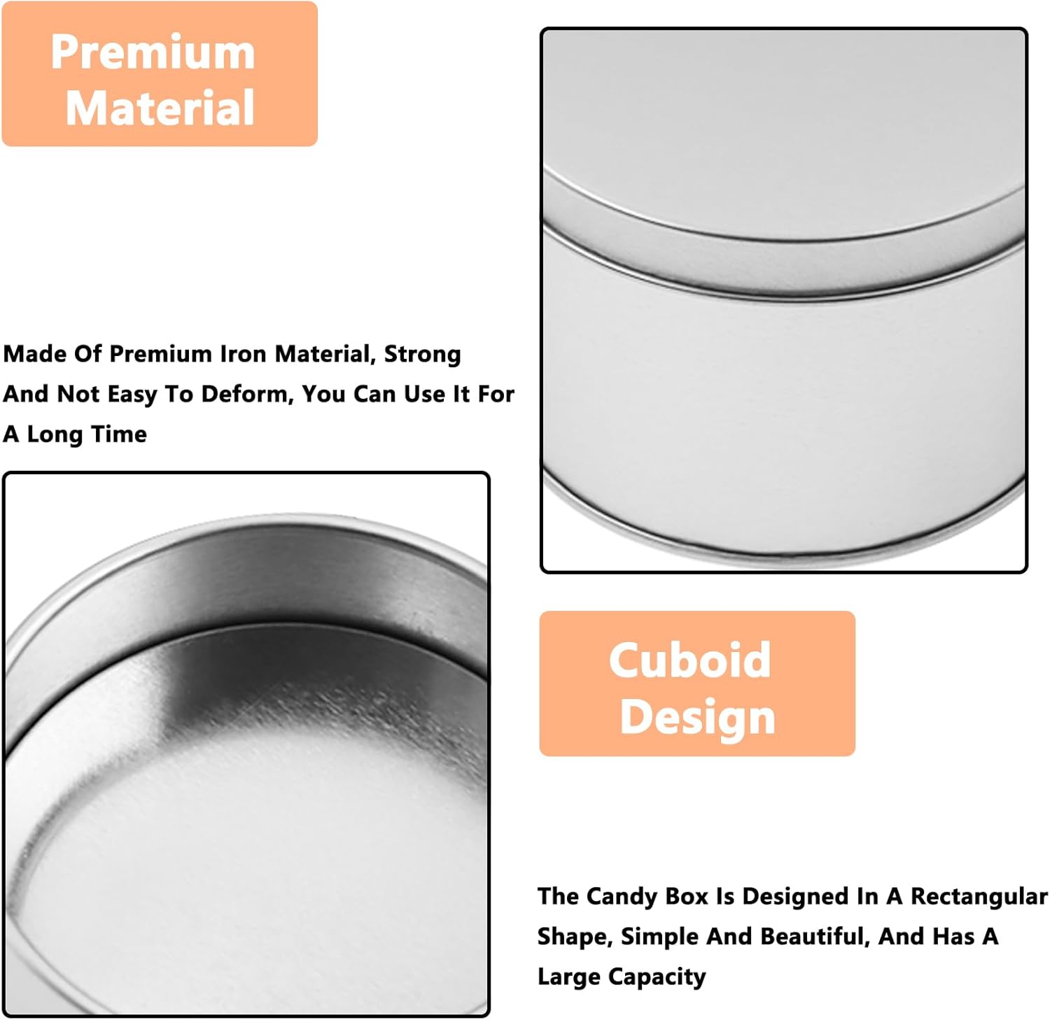 Metal Empty Boxes, Tin Boxes with Lid,Small Silver Tin Boxes,Stackable Organizer Containers,8PCS Storage Tin for Home Outdoor Active Storage Containers