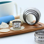 Fluted Cookie Cutters- Round Biscuit Cutters Set of 6 Pieces, Double Sided Fluted and Plain Edge Cookie Cutters, Stainless Steel