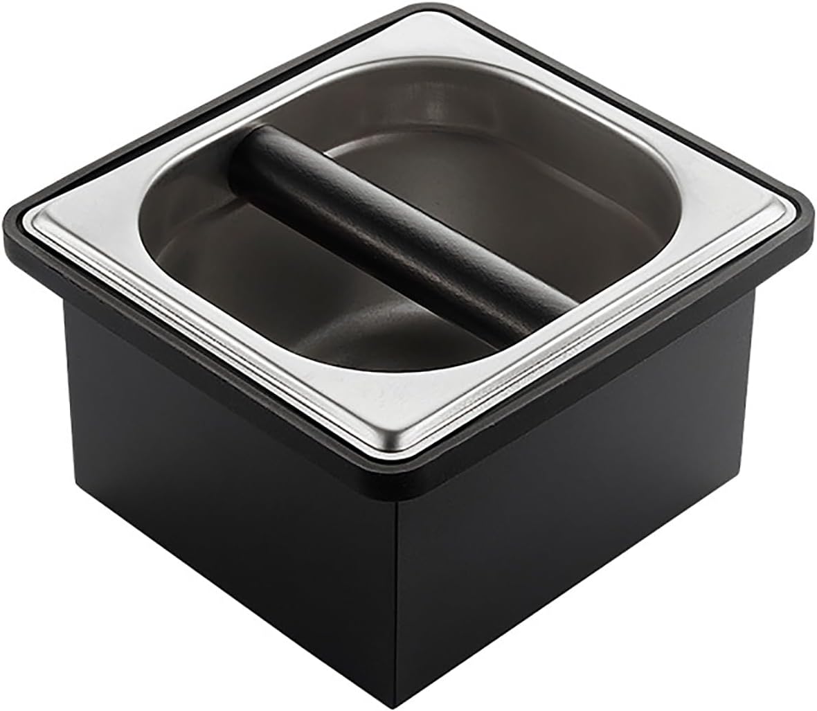Coffee Knock Box, Espresso Knock Box Coffee Bin Barista Accessories Coffee Machine Accessories, Stainless Steel Small Coffee Knock Box Container with Silicone Knock Bar and Non Slip Base