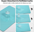 Dish Drying Mat for Kitchen Counter | Coffee Bar Mat for Countertops | Heat Resistant Drainer Mat with Non-slip Rubber Backed | Hide Stain Kitchen Absorbent Draining Mat | Turquoise 18"x32"